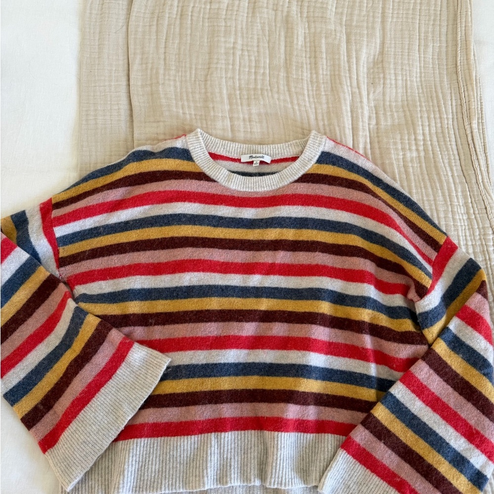 Madewell Colorful Striped Crew Neck Sweater